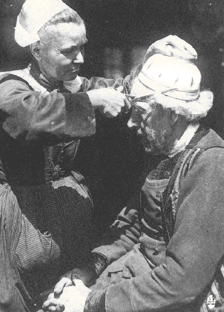 Parrucchiere in Bretagna, Francia, foto d'epoca